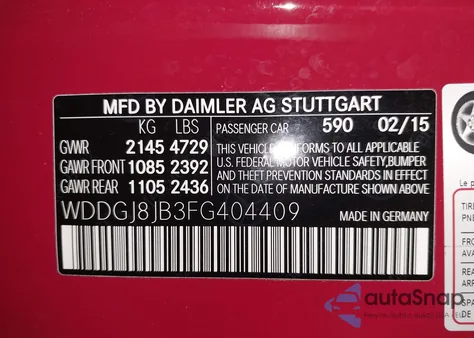 2015 Mercedes-Benz C 350 Sport 4Matic z USA, uszkodzony, nr VIN WDDGJ8JB3FG404409